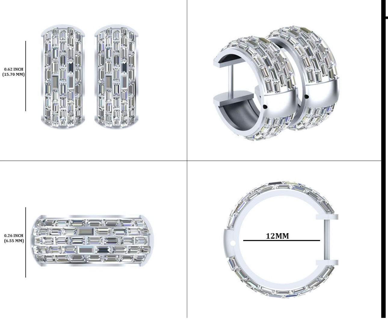 Baguettes Diamond Hoops
