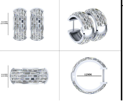 Baguettes Diamond Hoops